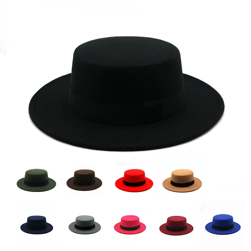 Men Gentleman Hat Big Brim Woolen Warm Headwear Fashion Party Wedding Bucket Cap