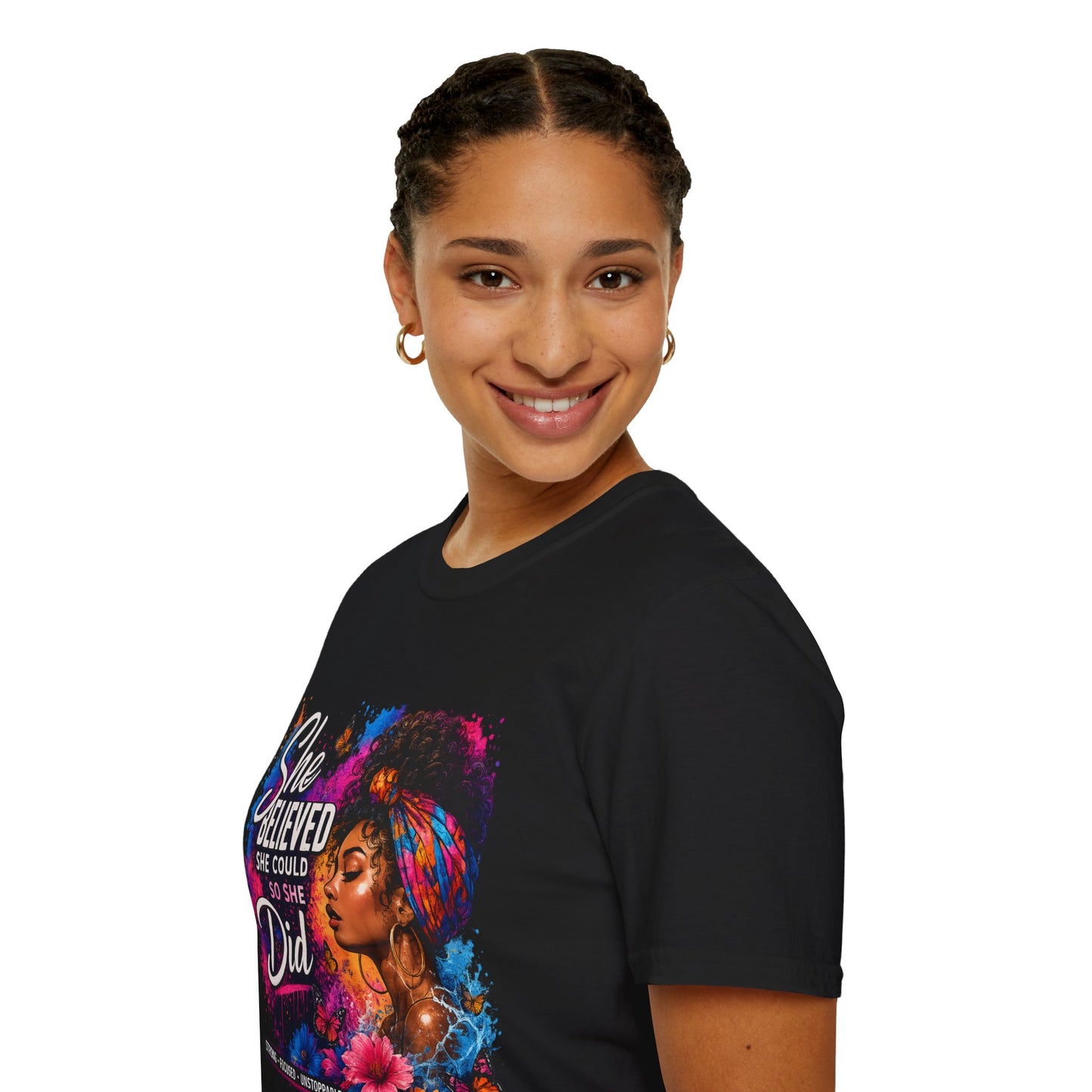 She Believed She Could So She Did T-Shirt — Empowered Black Woman Graphic Tee