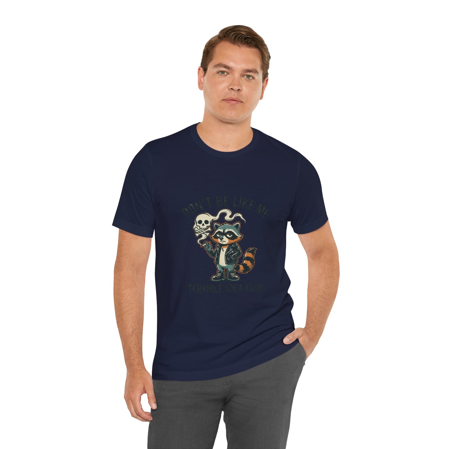 Don't Be Like Me Raccoon Tee | absurdist animal smoking, ironic alt