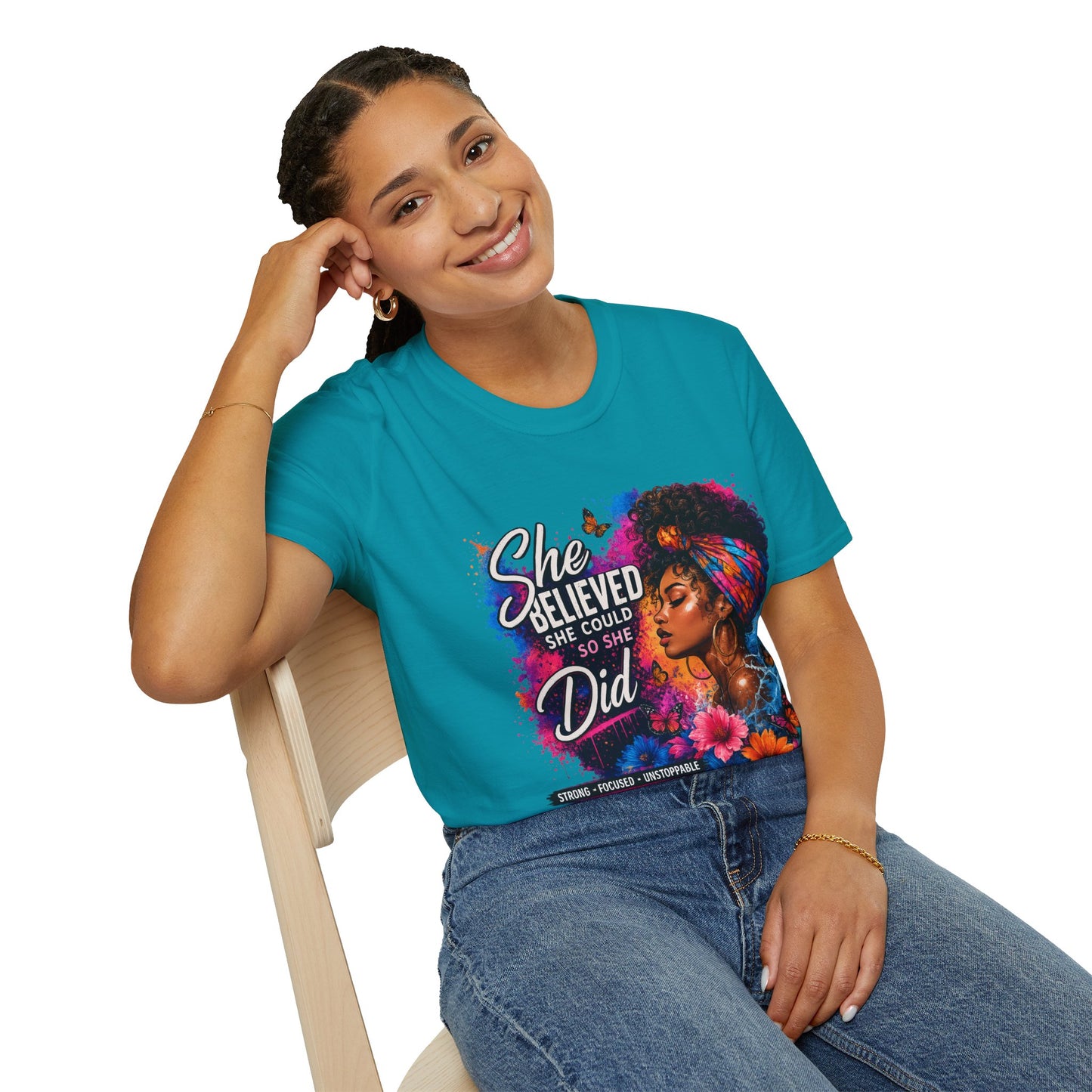 She Believed She Could So She Did T-Shirt — Empowered Black Woman Graphic Tee