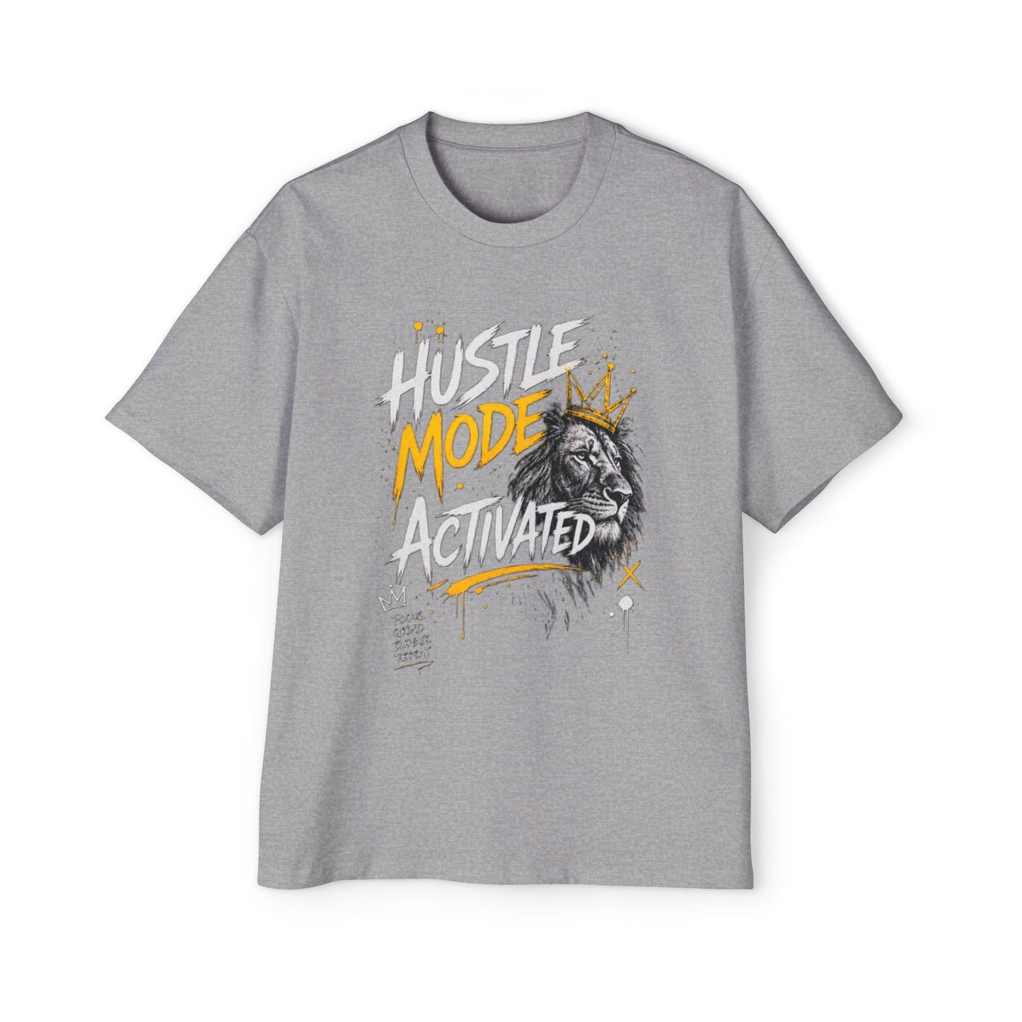 Hustle Mode Activated Tee — Lion Graphic Men's Oversized T-Shirt