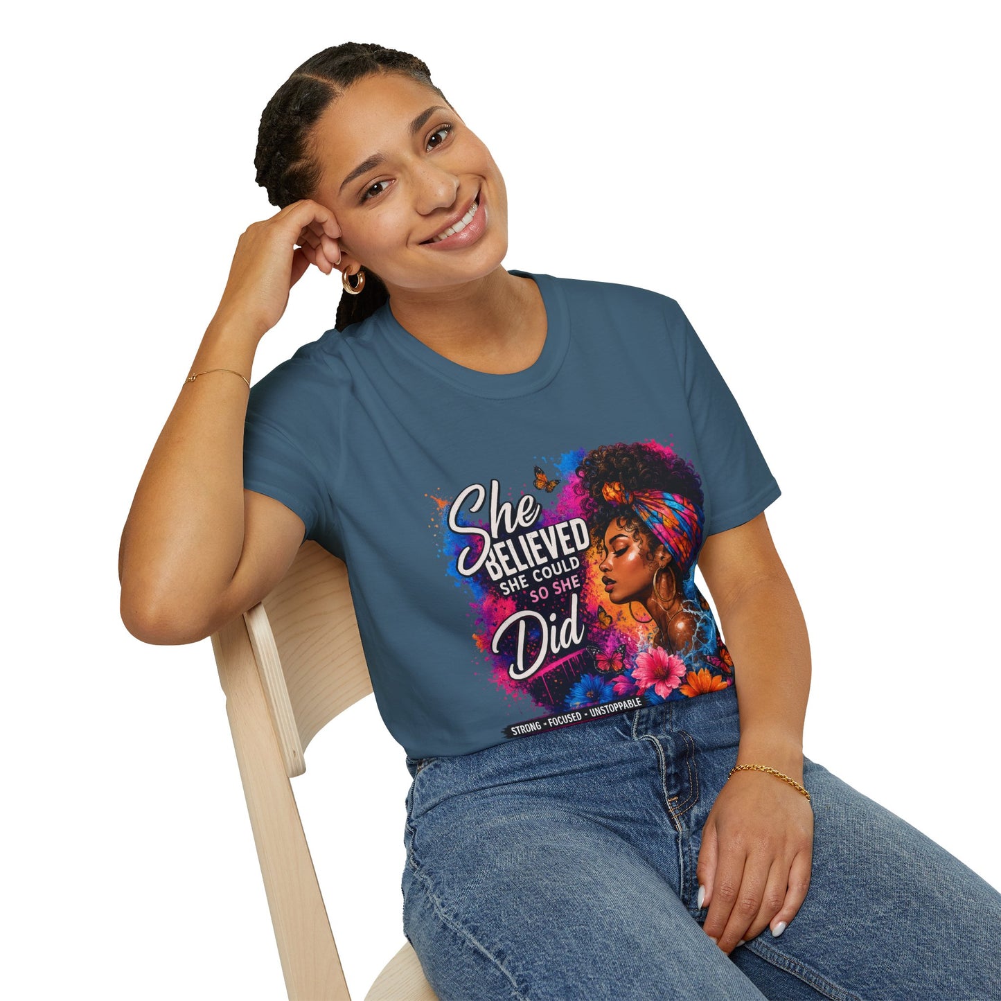 She Believed She Could So She Did T-Shirt — Empowered Black Woman Graphic Tee