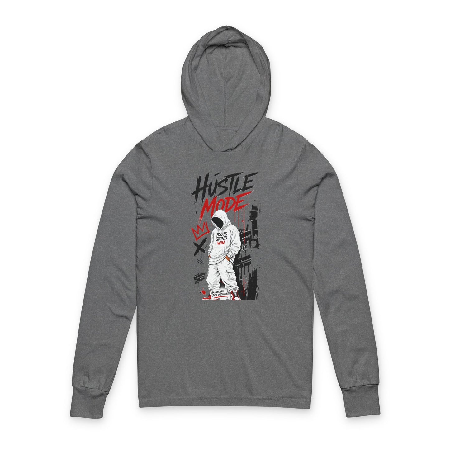 Hustle Mode Hooded Long Sleeve Tee — Motivational Hoodie Tee for Hustlers
