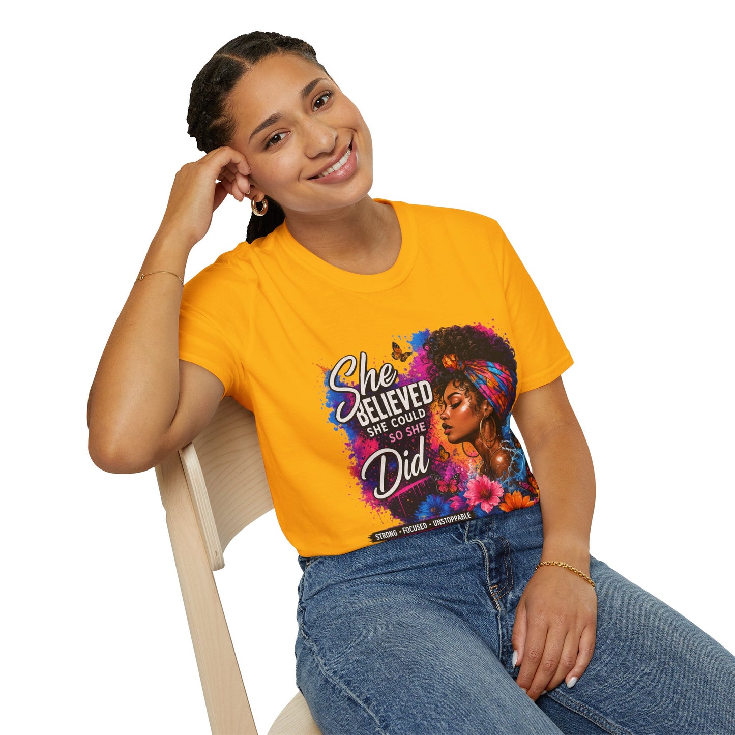 She Believed She Could So She Did T-Shirt — Empowered Black Woman Graphic Tee