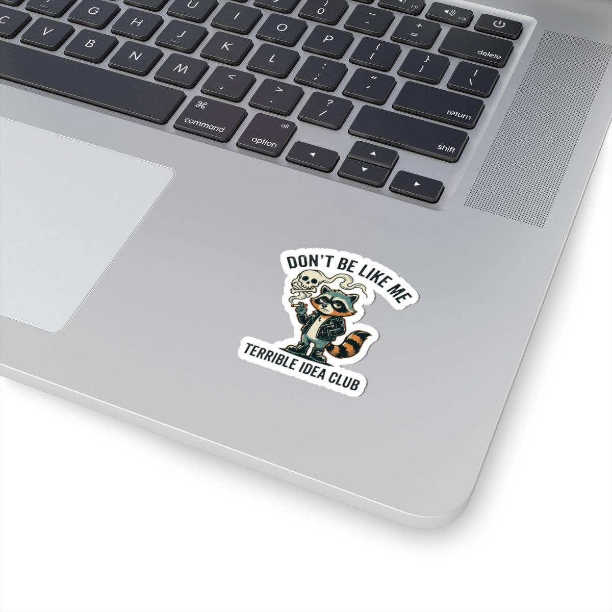 Don’t Be Like Me Raccoon Sticker | absurdist smoking animal, ironic alt meme