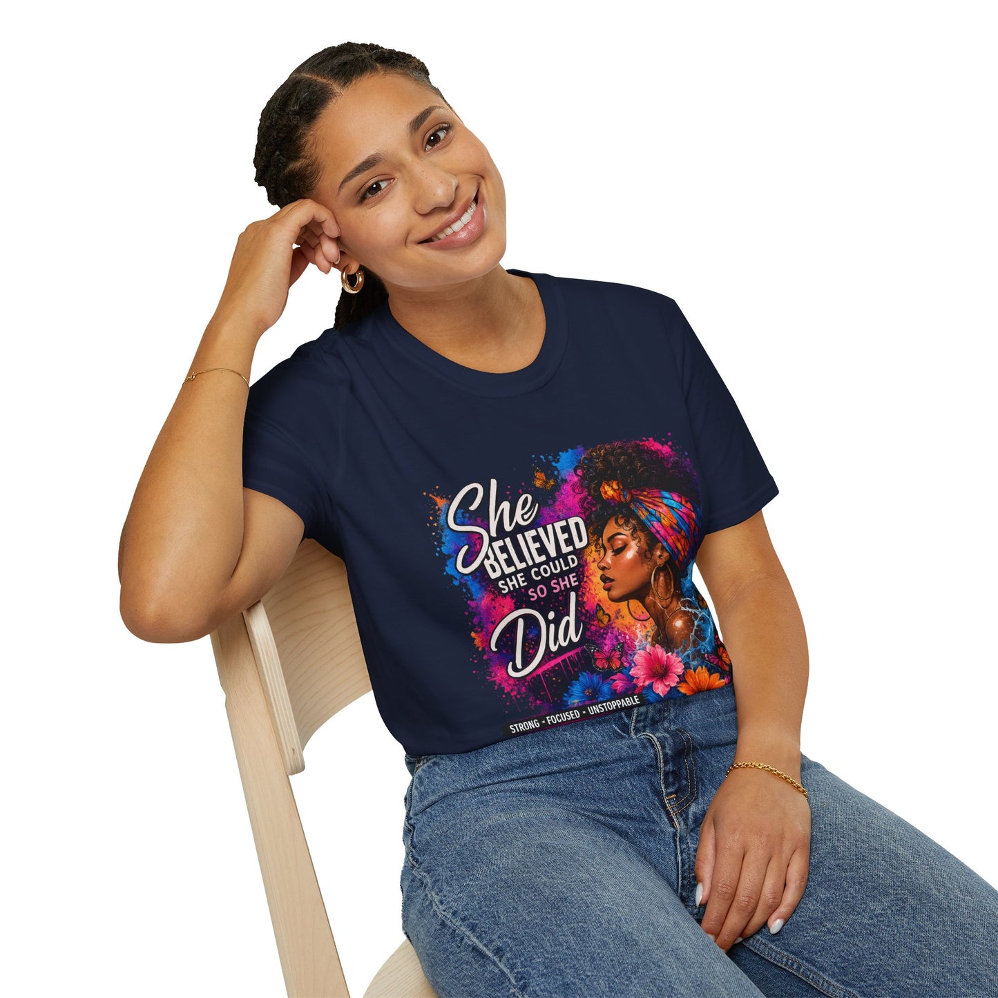 She Believed She Could So She Did T-Shirt — Empowered Black Woman Graphic Tee