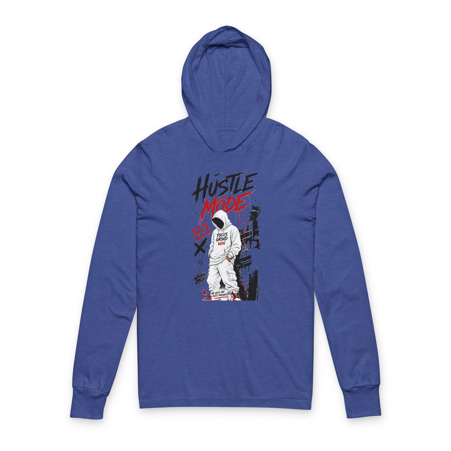 Hustle Mode Hooded Long Sleeve Tee — Motivational Hoodie Tee for Hustlers