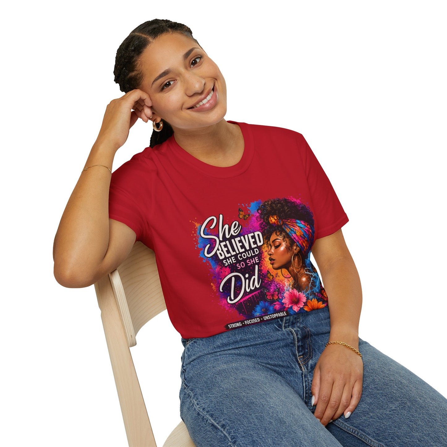 She Believed She Could So She Did T-Shirt — Empowered Black Woman Graphic Tee