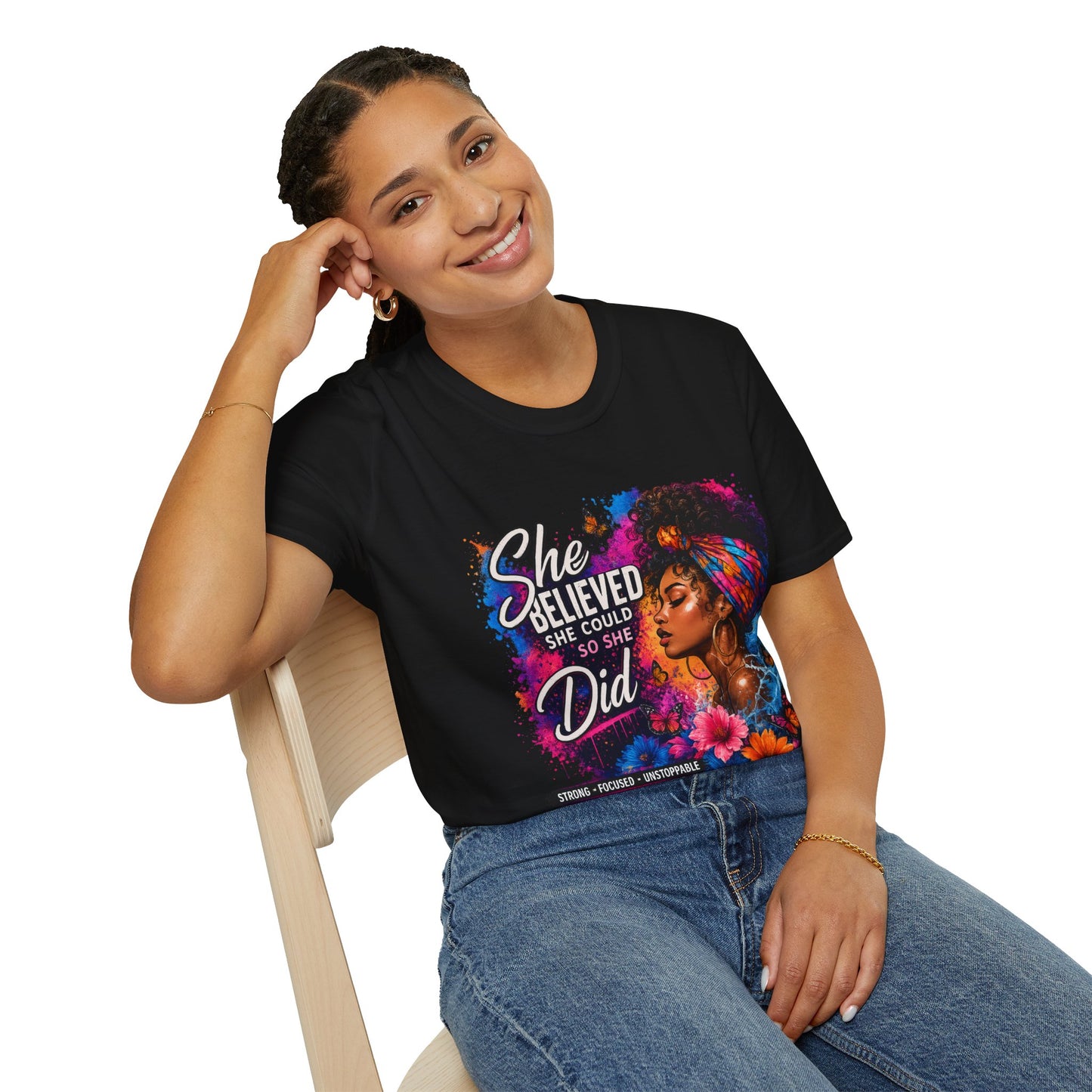 She Believed She Could So She Did T-Shirt — Empowered Black Woman Graphic Tee