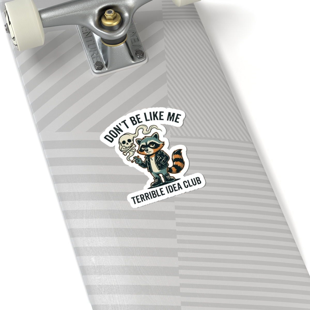 Don’t Be Like Me Raccoon Sticker | absurdist smoking animal, ironic alt meme