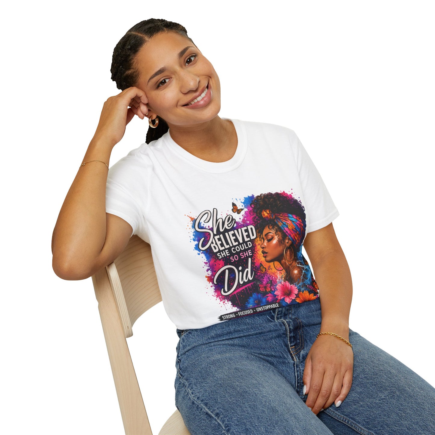 She Believed She Could So She Did T-Shirt — Empowered Black Woman Graphic Tee