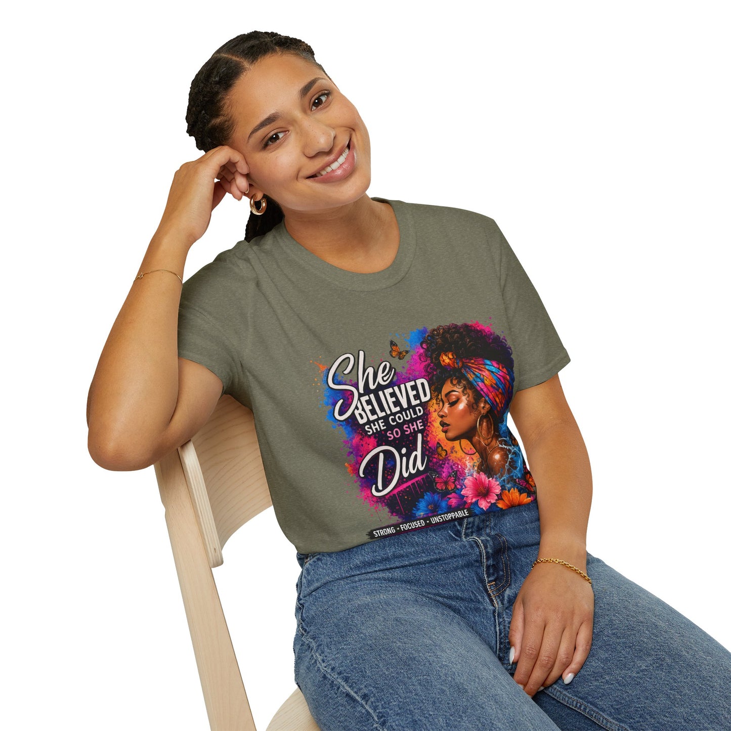 She Believed She Could So She Did T-Shirt — Empowered Black Woman Graphic Tee