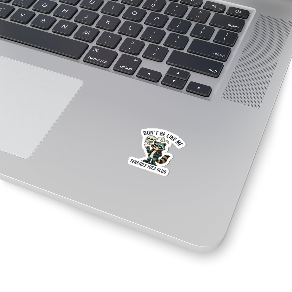 Don’t Be Like Me Raccoon Sticker | absurdist smoking animal, ironic alt meme