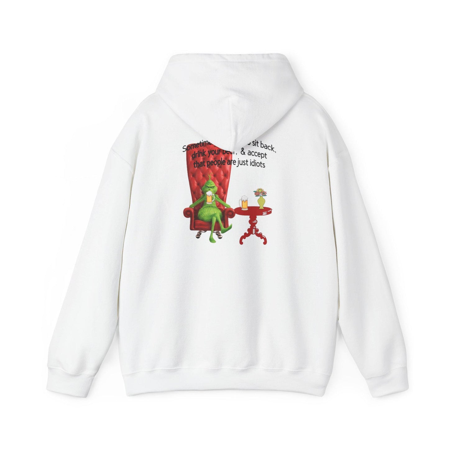 Funny Grinch Hoodie - Accept People Idiots Sweatshirt, Grinch Christmas Jumper, Sarcastic Holiday Hooded Sweater, Comfy Winter Pullover,