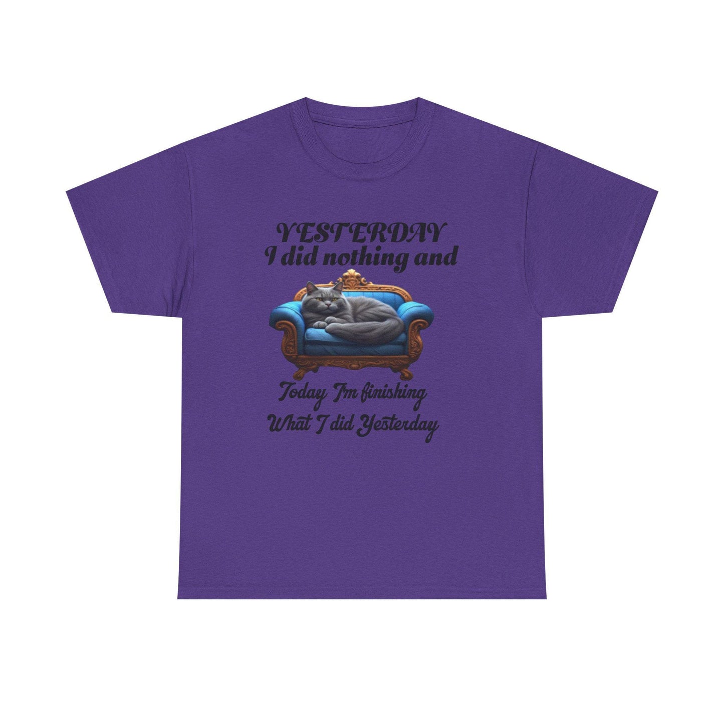 Funny Cat Quote T-Shirt - Yesterday I Did Nothing, Unisex Graphic Tee, Cat Lover Gift Shirt, Lazy Day Top, Funny Animal Print Apparel, Gift