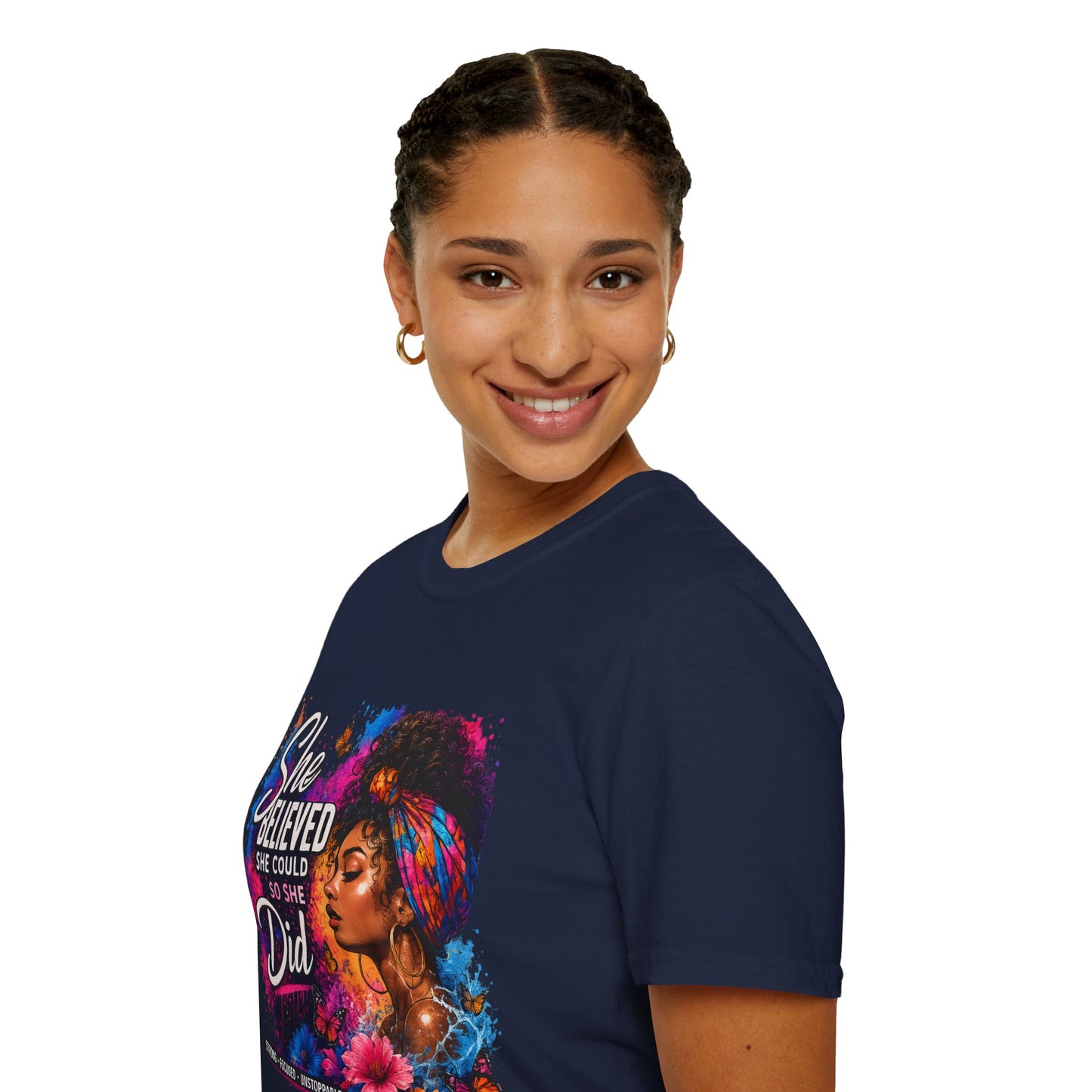 She Believed She Could So She Did T-Shirt — Empowered Black Woman Graphic Tee