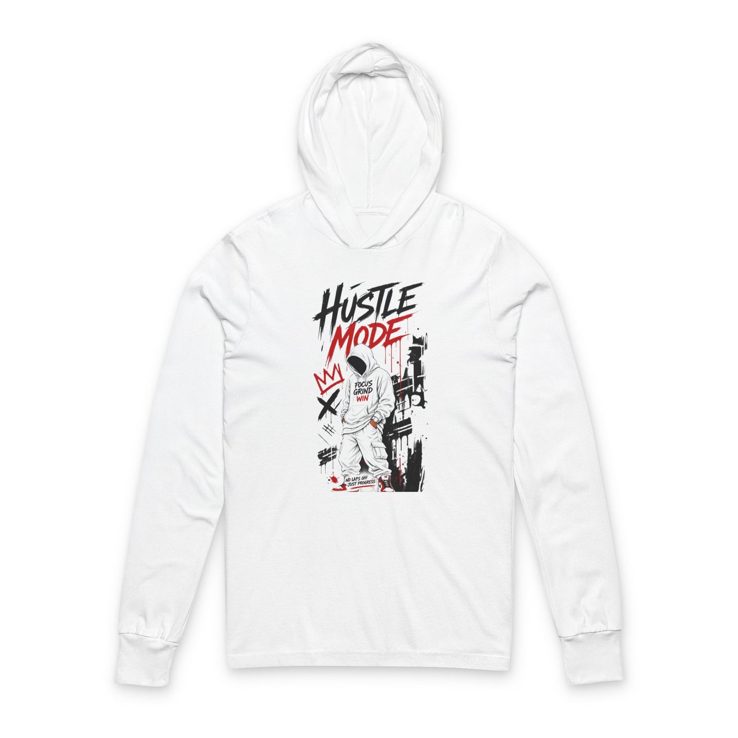 Hustle Mode Hooded Long Sleeve Tee — Motivational Hoodie Tee for Hustlers
