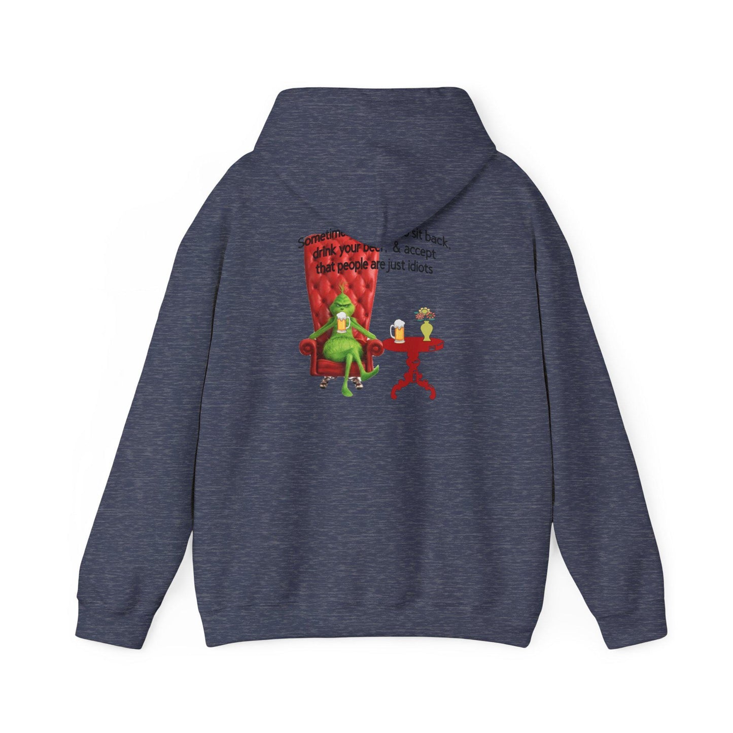 Funny Grinch Hoodie - Accept People Idiots Sweatshirt, Grinch Christmas Jumper, Sarcastic Holiday Hooded Sweater, Comfy Winter Pullover,