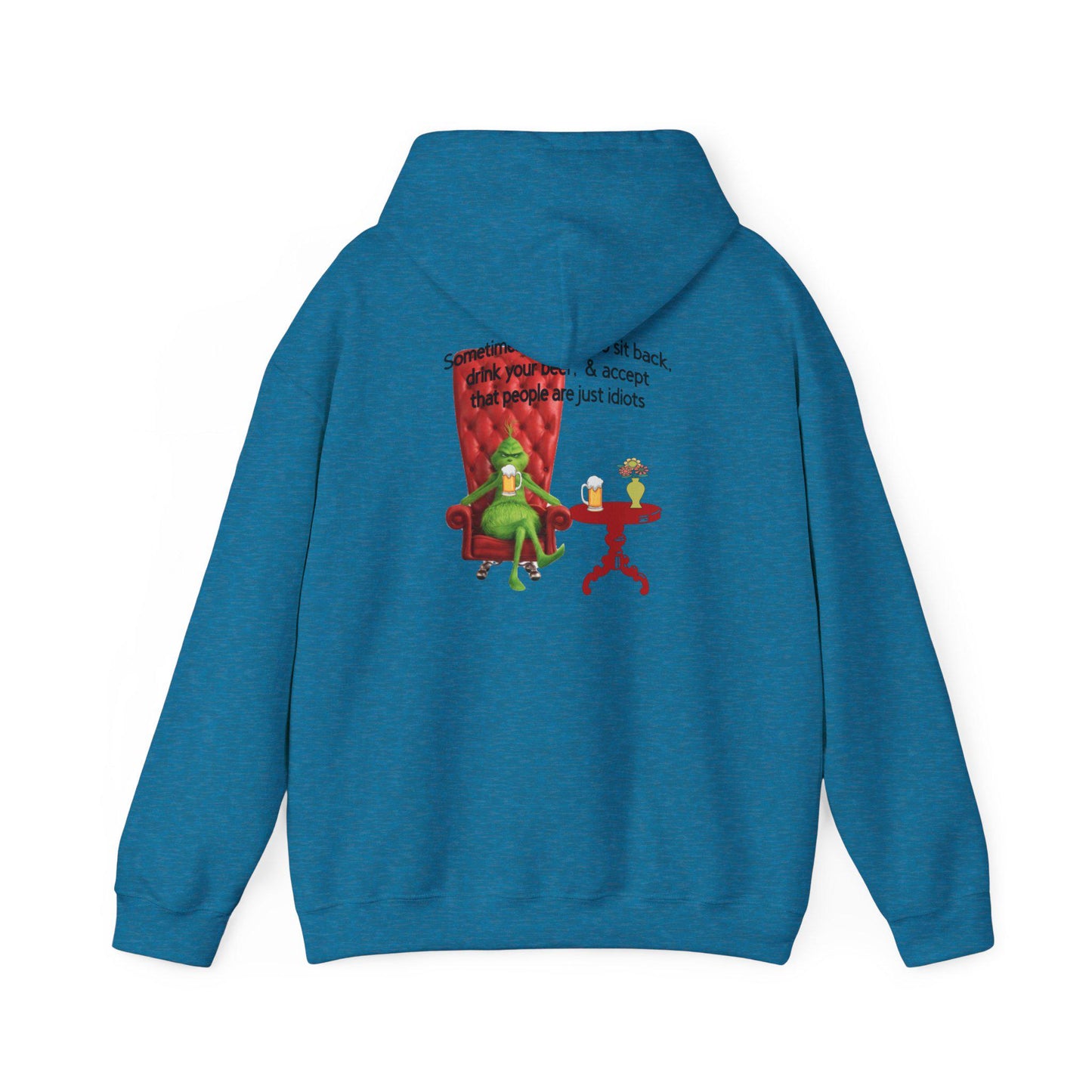Funny Grinch Hoodie - Accept People Idiots Sweatshirt, Grinch Christmas Jumper, Sarcastic Holiday Hooded Sweater, Comfy Winter Pullover,