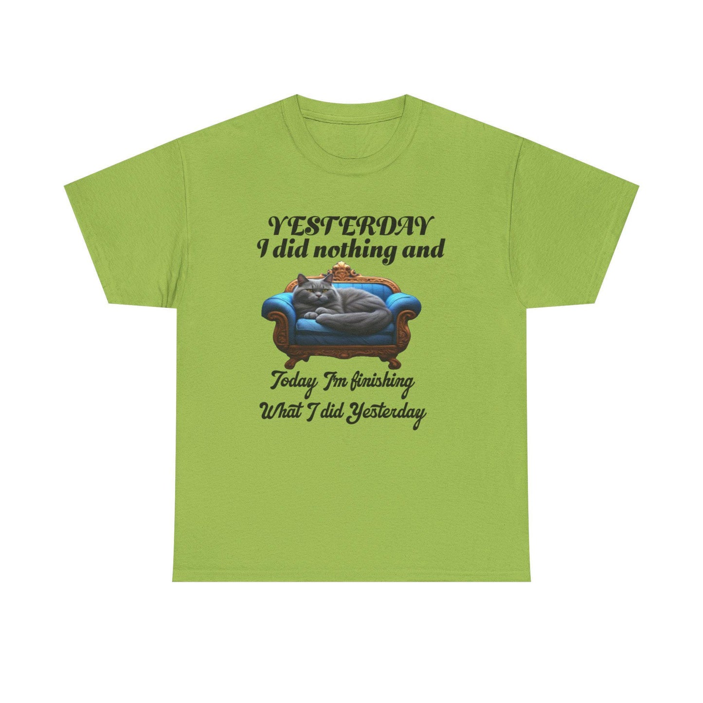 Funny Cat Quote T-Shirt - Yesterday I Did Nothing, Unisex Graphic Tee, Cat Lover Gift Shirt, Lazy Day Top, Funny Animal Print Apparel, Gift