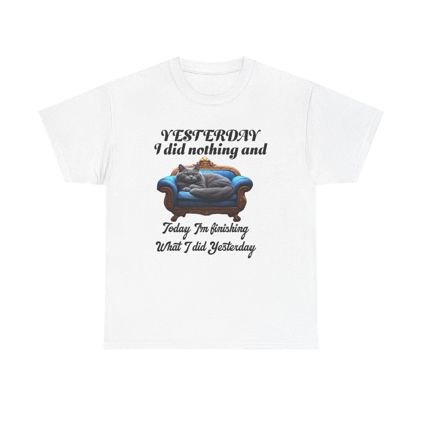 Funny Cat Quote T-Shirt - Yesterday I Did Nothing, Unisex Graphic Tee, Cat Lover Gift Shirt, Lazy Day Top, Funny Animal Print Apparel, Gift