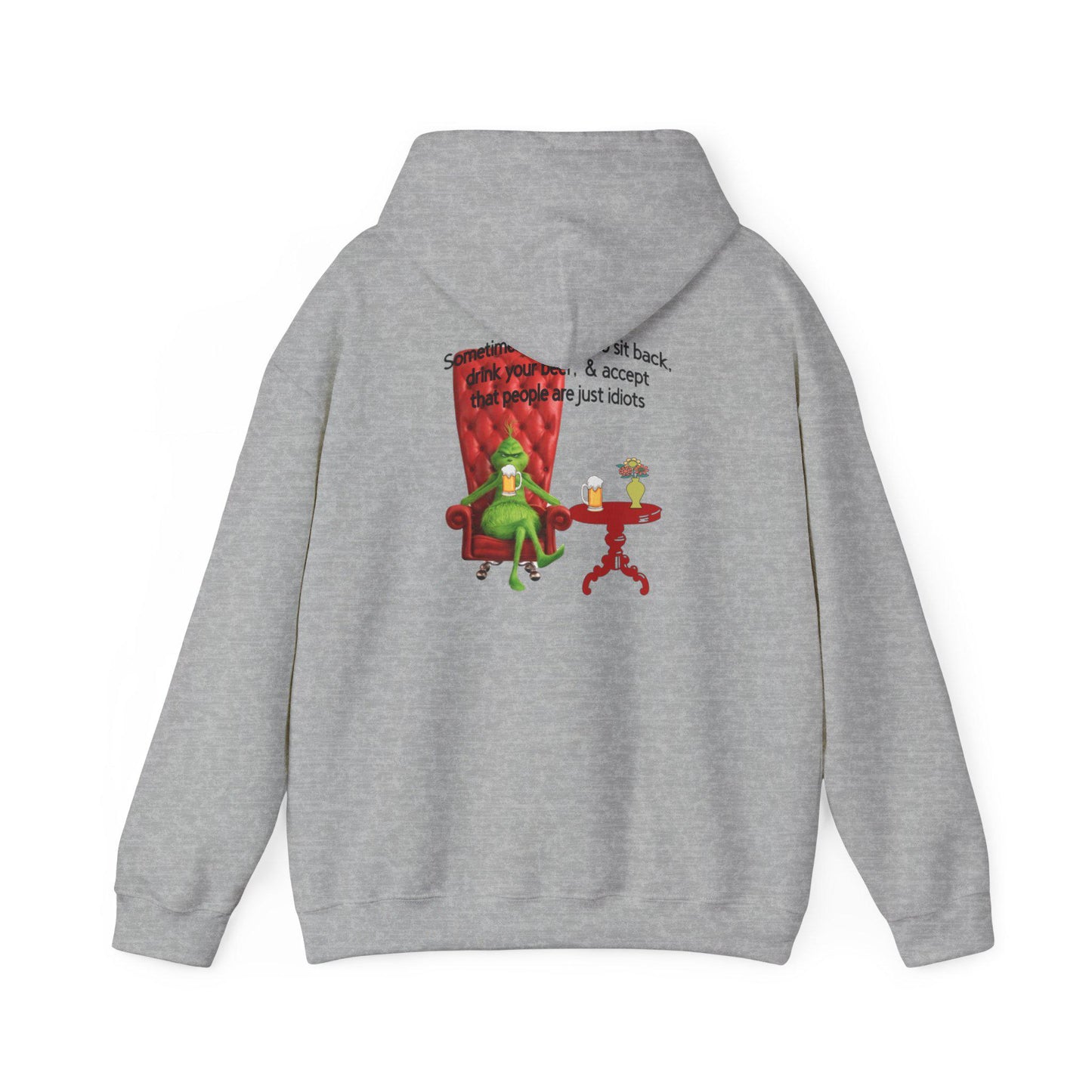 Funny Grinch Hoodie - Accept People Idiots Sweatshirt, Grinch Christmas Jumper, Sarcastic Holiday Hooded Sweater, Comfy Winter Pullover,