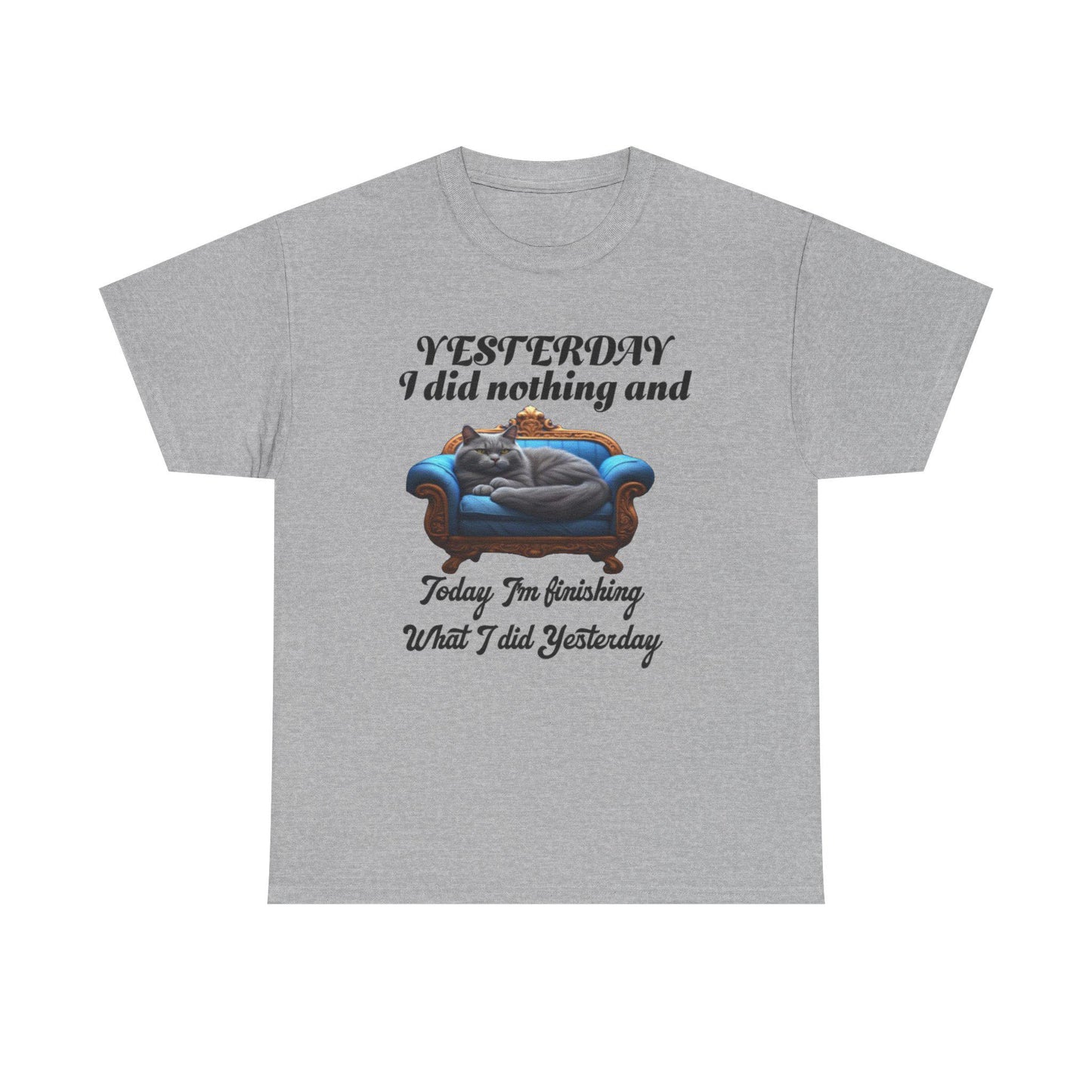 Funny Cat Quote T-Shirt - Yesterday I Did Nothing, Unisex Graphic Tee, Cat Lover Gift Shirt, Lazy Day Top, Funny Animal Print Apparel, Gift
