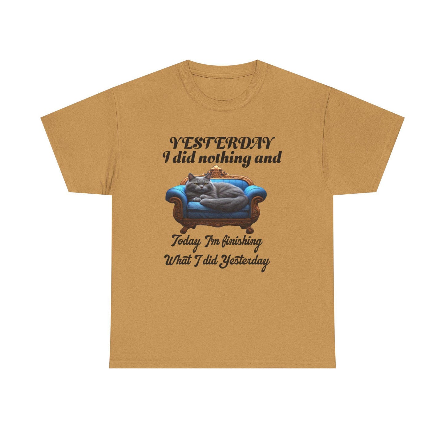 Funny Cat Quote T-Shirt - Yesterday I Did Nothing, Unisex Graphic Tee, Cat Lover Gift Shirt, Lazy Day Top, Funny Animal Print Apparel, Gift