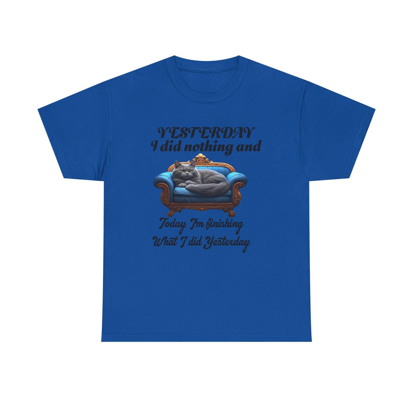 Funny Cat Quote T-Shirt - Yesterday I Did Nothing, Unisex Graphic Tee, Cat Lover Gift Shirt, Lazy Day Top, Funny Animal Print Apparel, Gift