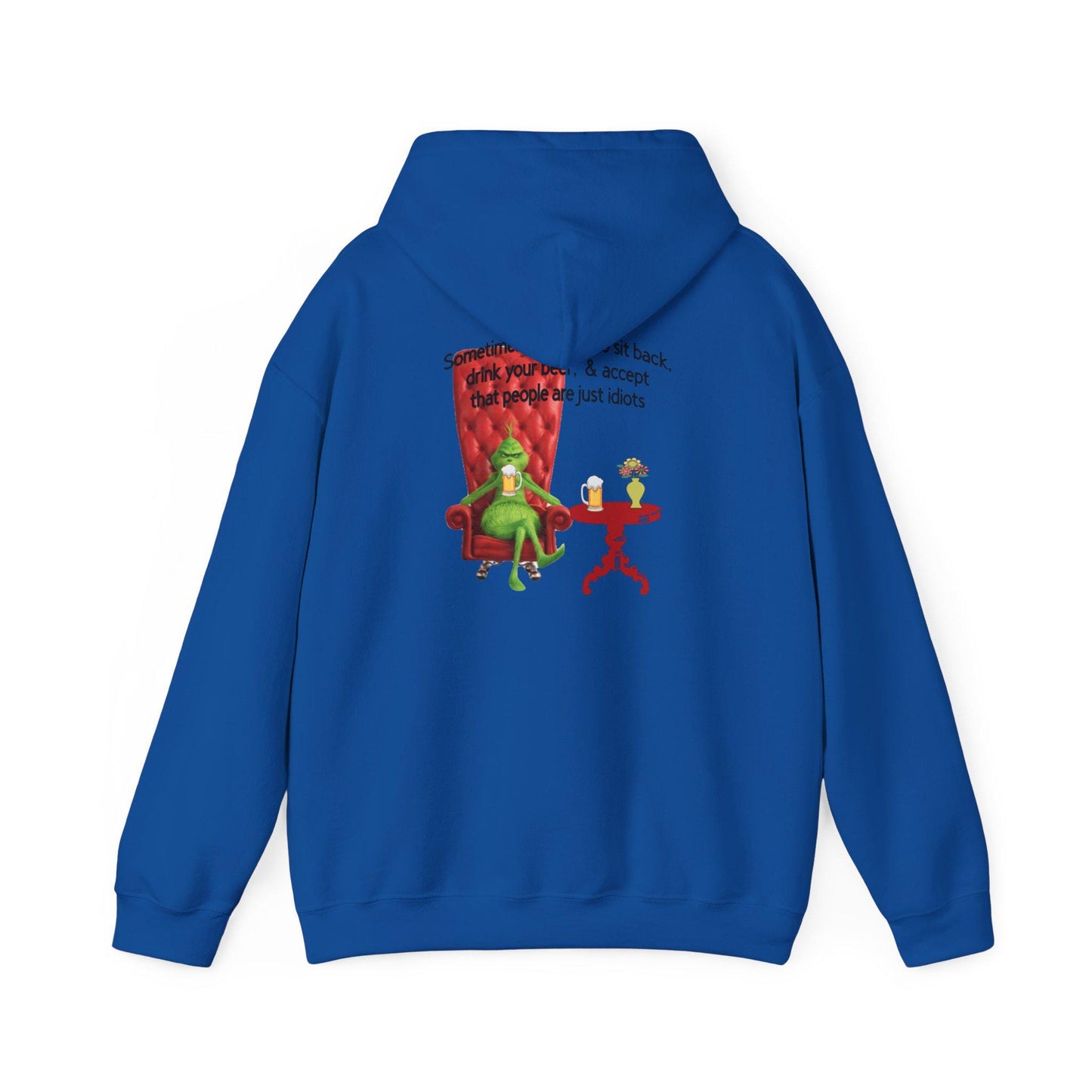 Funny Grinch Hoodie - Accept People Idiots Sweatshirt, Grinch Christmas Jumper, Sarcastic Holiday Hooded Sweater, Comfy Winter Pullover,