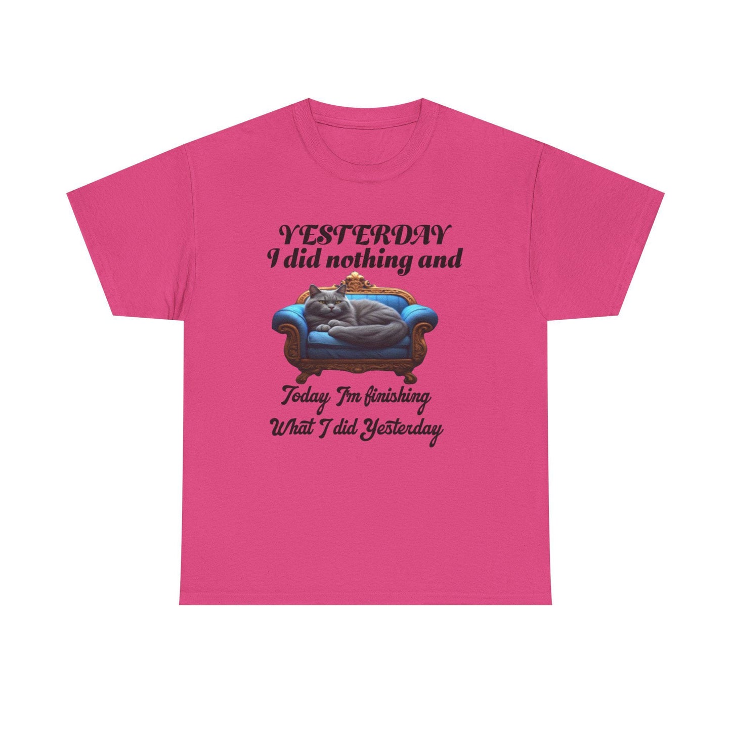 Funny Cat Quote T-Shirt - Yesterday I Did Nothing, Unisex Graphic Tee, Cat Lover Gift Shirt, Lazy Day Top, Funny Animal Print Apparel, Gift